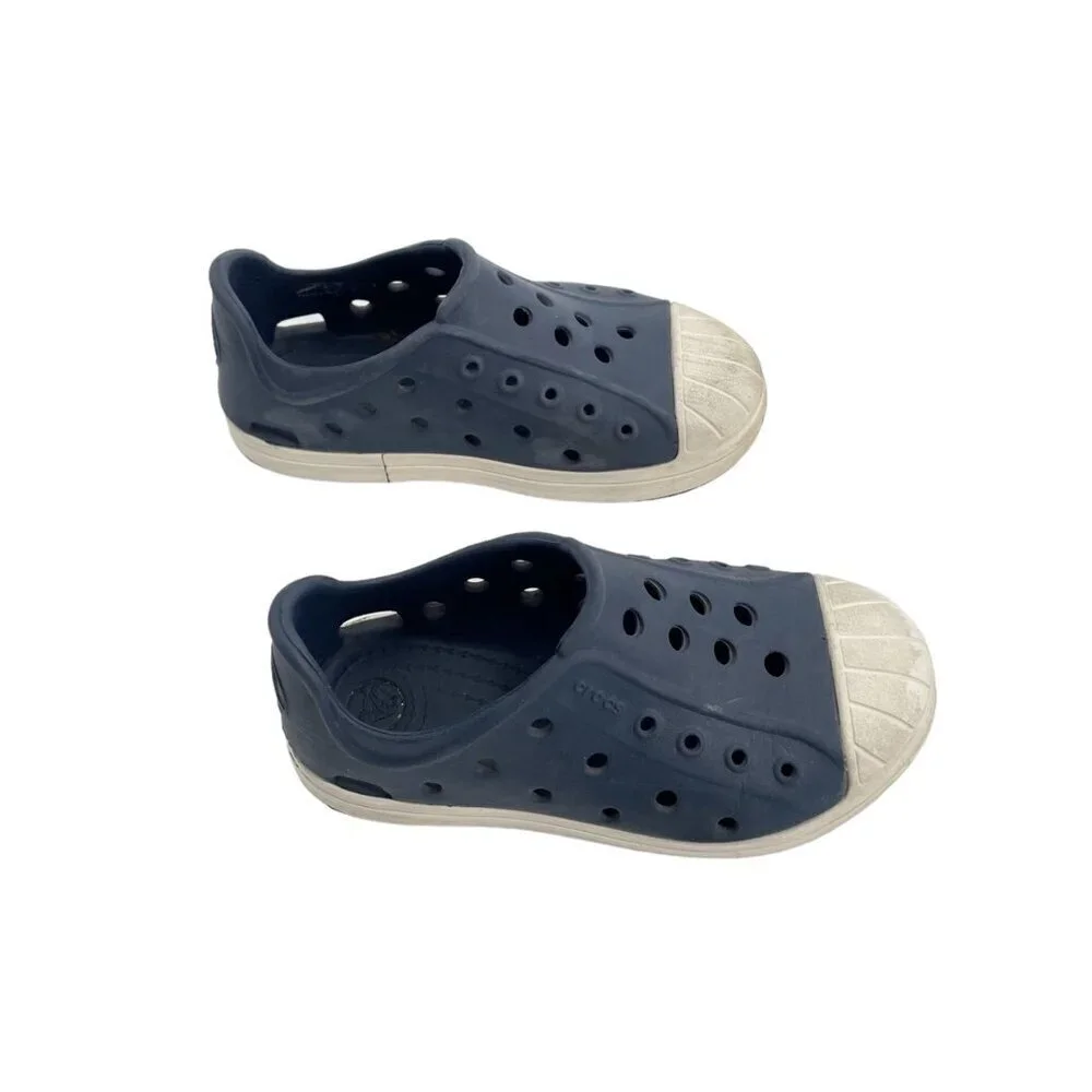 Crocs Bump It Navy Blue Oyster Slip On Water Shoes Youth Size 9 Waterproof
